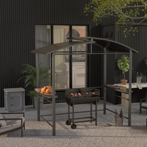 Outsunny Steel 2-Grill Charcoal BBQ w/ Wheels Black